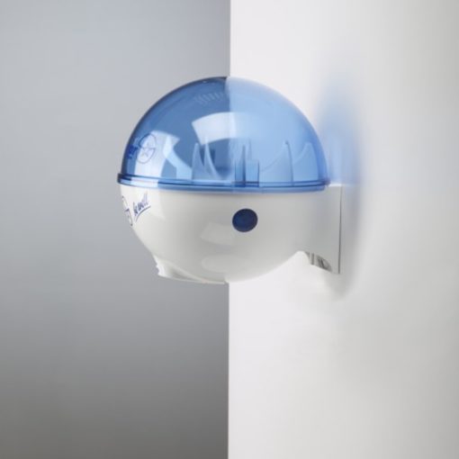 Germstar kézfertőtlenítő induló szett falra rögzíthető adagolóval és 1 db utántöltővel, fehér - kék színben (4 db D-típusú elemmel)