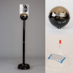   Germstar Handdesinfektions-Starterset mit Spender und Standfuß (USA), Metall, schwarz - rauchgrau (mit 4 D-Batterien)