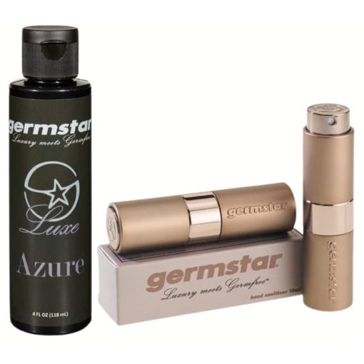 Germstar Luxe Azure Space Grey prémium kézfertőtlenítő spray és utántöltő